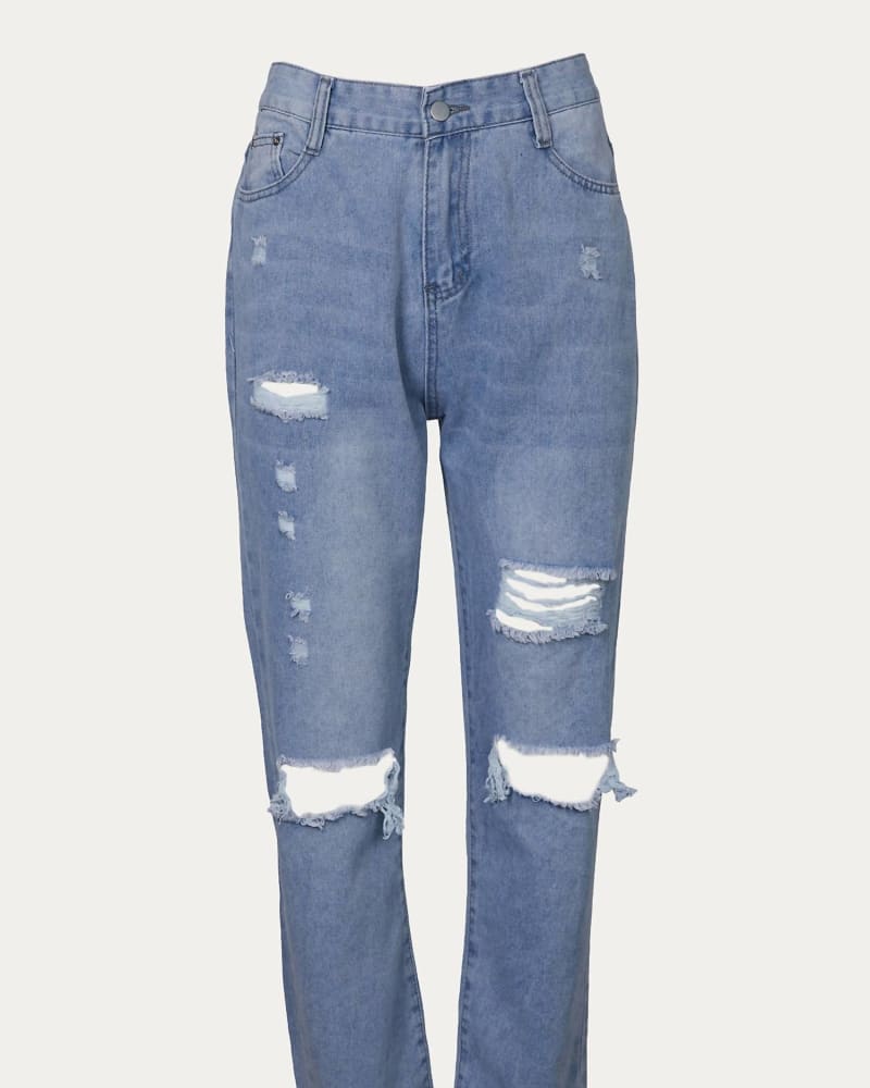 Front of a size XXL High-Rise Straight-Leg Jeans in Light Wash in Light Wash by Iron SuperSponge. | dia_product_style_image_id:337598